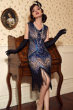 Azul Gatsby 1920s Flapper Vestido