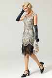 1920 de plata de las lentejuelas vestido de la franja