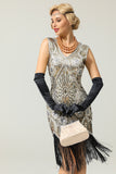 1920 de plata de las lentejuelas vestido de la franja