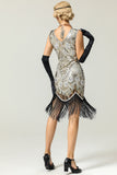 1920 de plata de las lentejuelas vestido de la franja