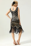 Negro profundo cuello en V vestido de la aleta del 1920