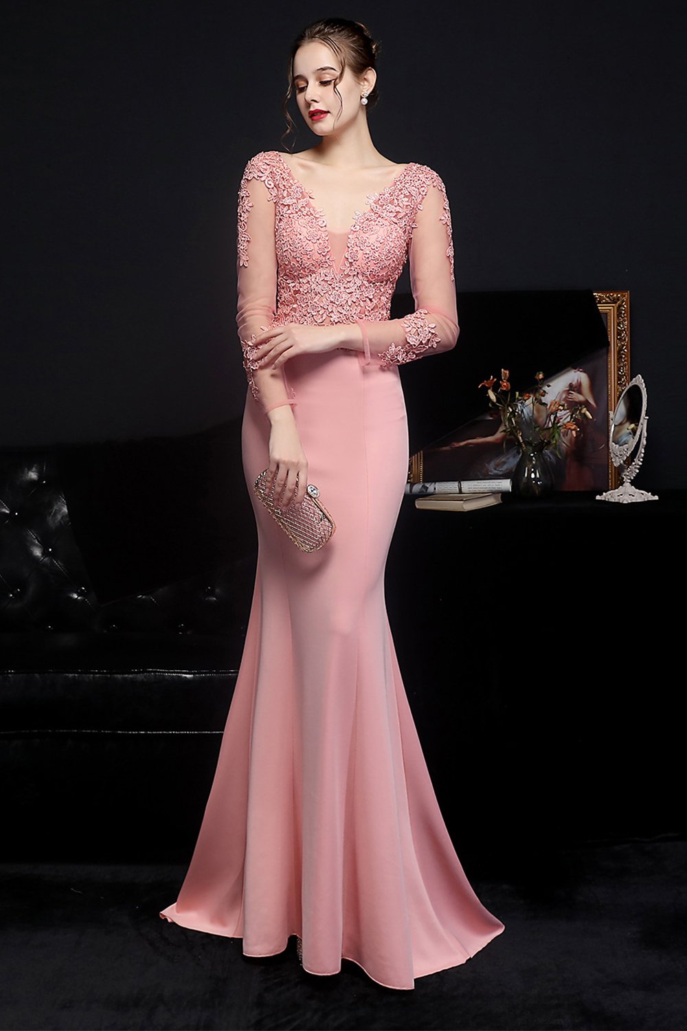 Vestido blanco applique prom