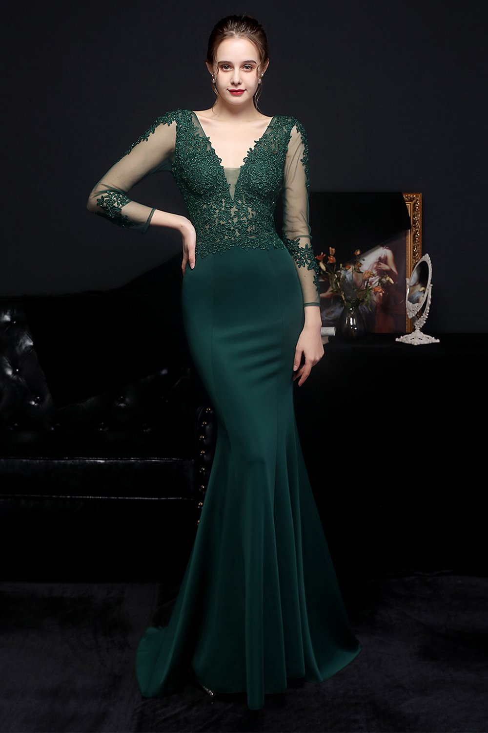 Vestido blanco applique prom