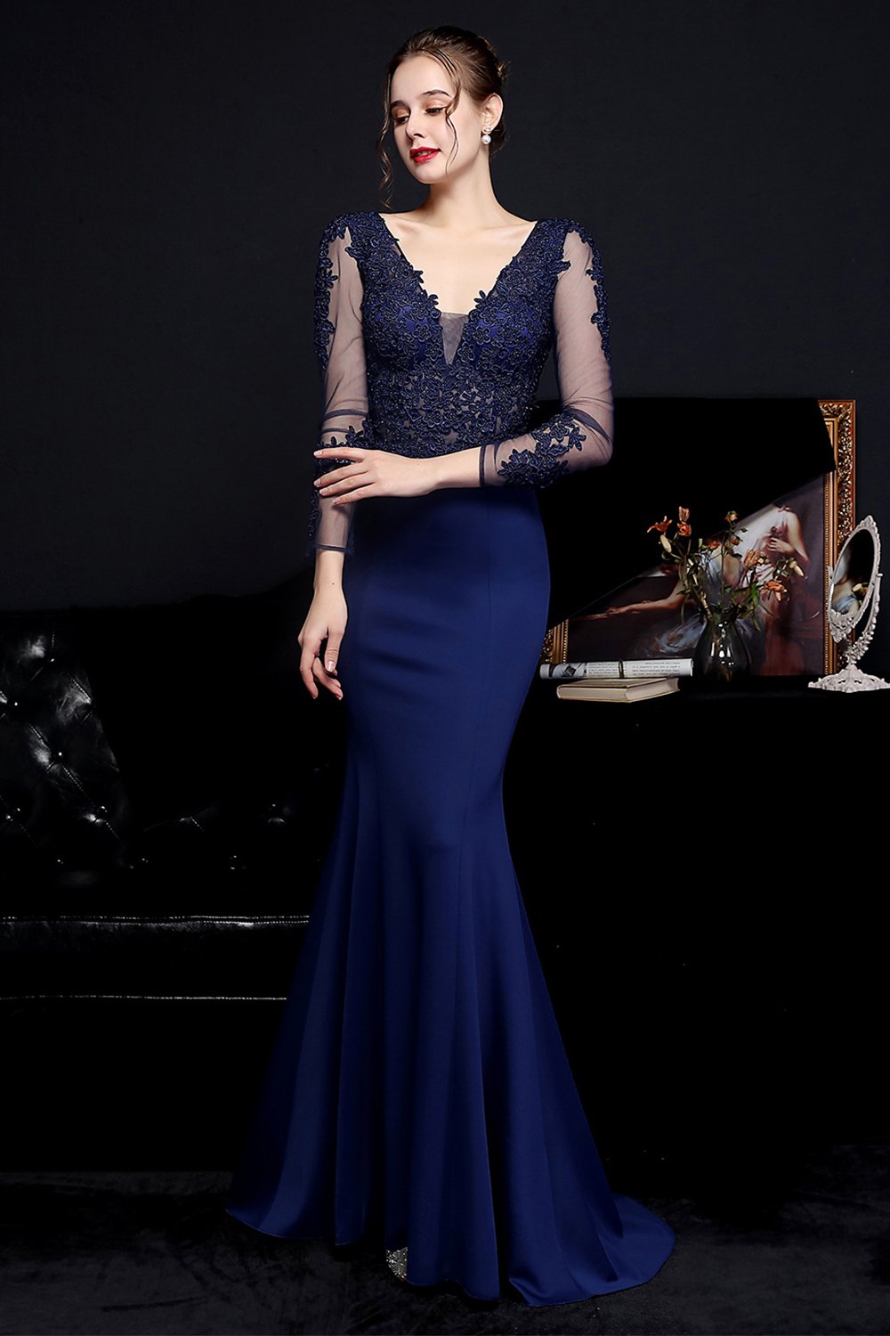 Vestido blanco applique prom