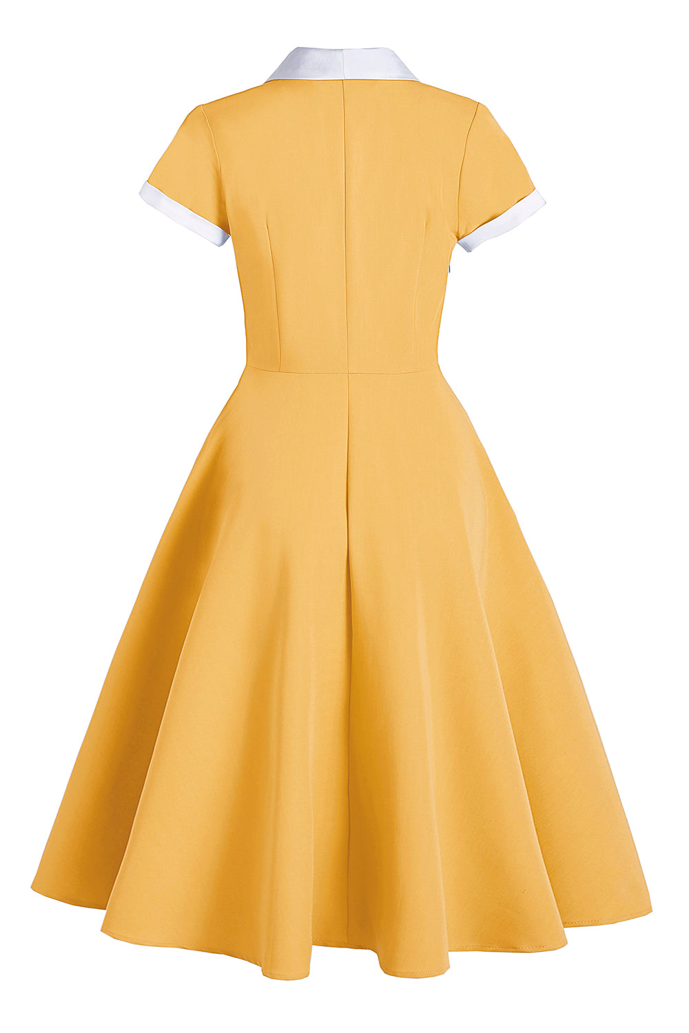 Vestido swing azul de la década de 1950 con bolsillos