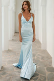 Sirena cuello en V vestido de fiesta simple