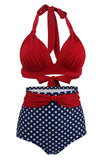 Polka Dots Halter Bikini Traje de baño