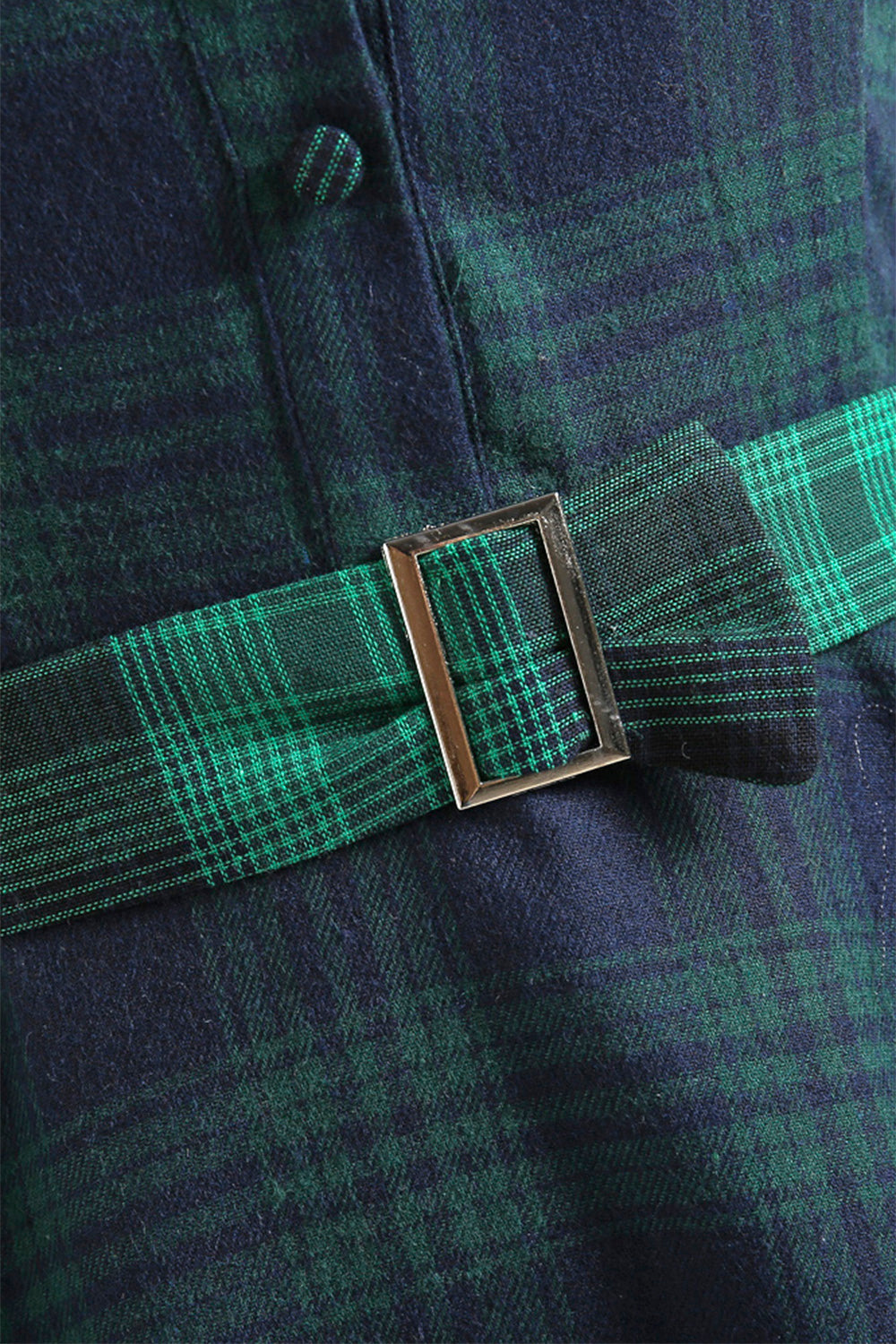 Vestido a cuadros verdes de la década de 1950