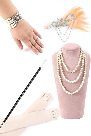 Champagne 1920s Accesorios Five Pieces Sets