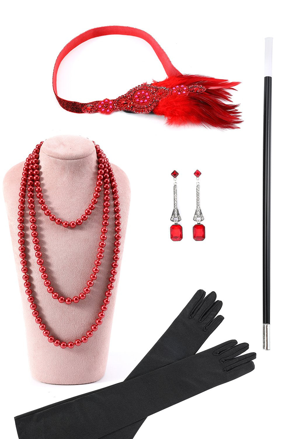 Conjunto de accesorios de vestuario de la década de 1920 para mujeres