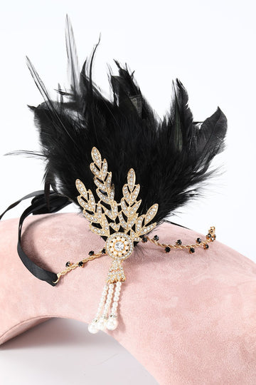 Diadema de plumas negra de la década de 1920