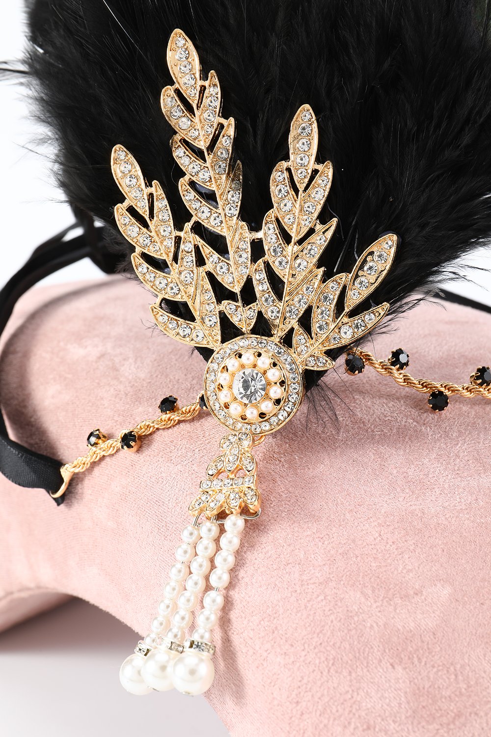 Diadema de plumas negra de la década de 1920