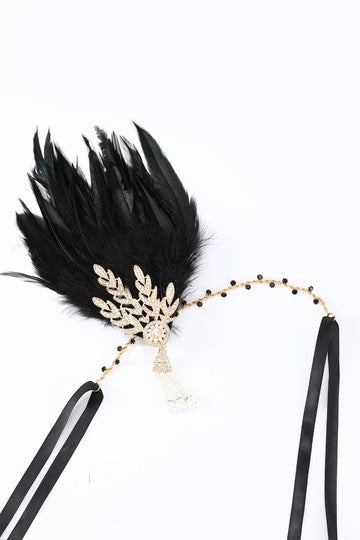 Diadema de plumas negra de la década de 1920