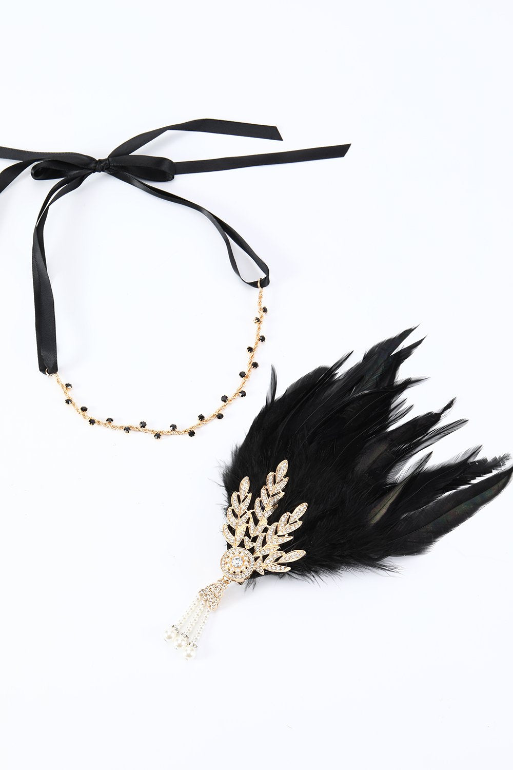 Diadema de plumas negra de la década de 1920