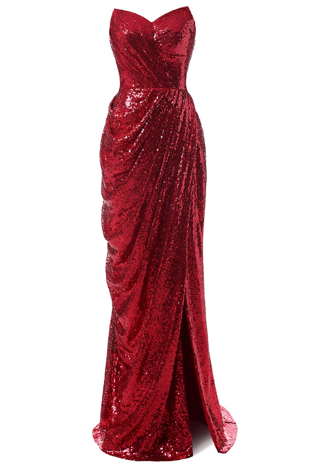Vestido de fiesta de lentejuelas de sirena roja