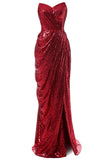 Vestido de fiesta de lentejuelas de sirena roja