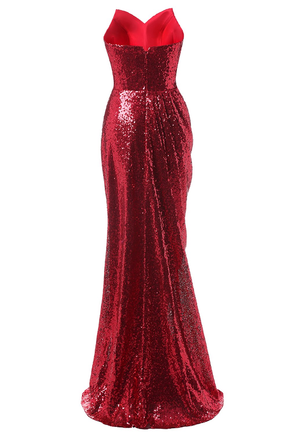 Vestido de fiesta de lentejuelas de sirena roja