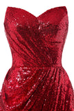 Vestido de fiesta de lentejuelas de sirena roja