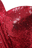 Vestido de fiesta de lentejuelas de sirena roja