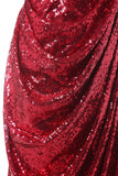 Vestido de fiesta de lentejuelas de sirena roja