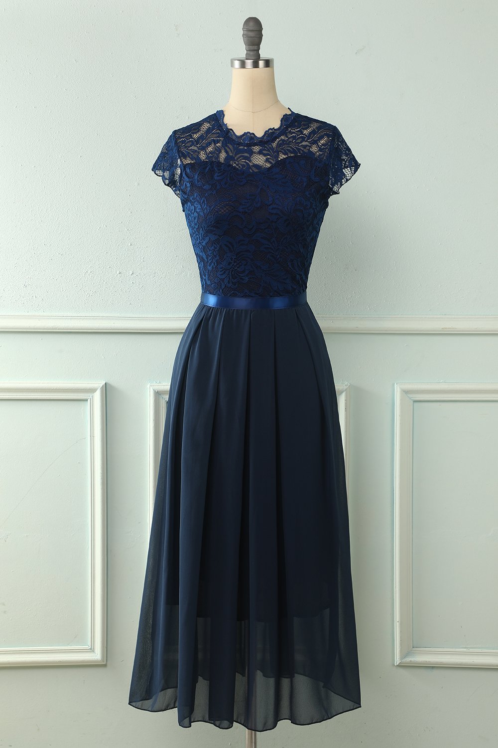 Vestido de fiesta de novia Navy Midi Lace