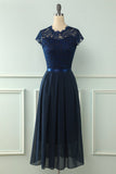 Vestido de fiesta de novia Navy Midi Lace