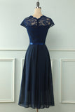 Vestido de fiesta de novia Navy Midi Lace