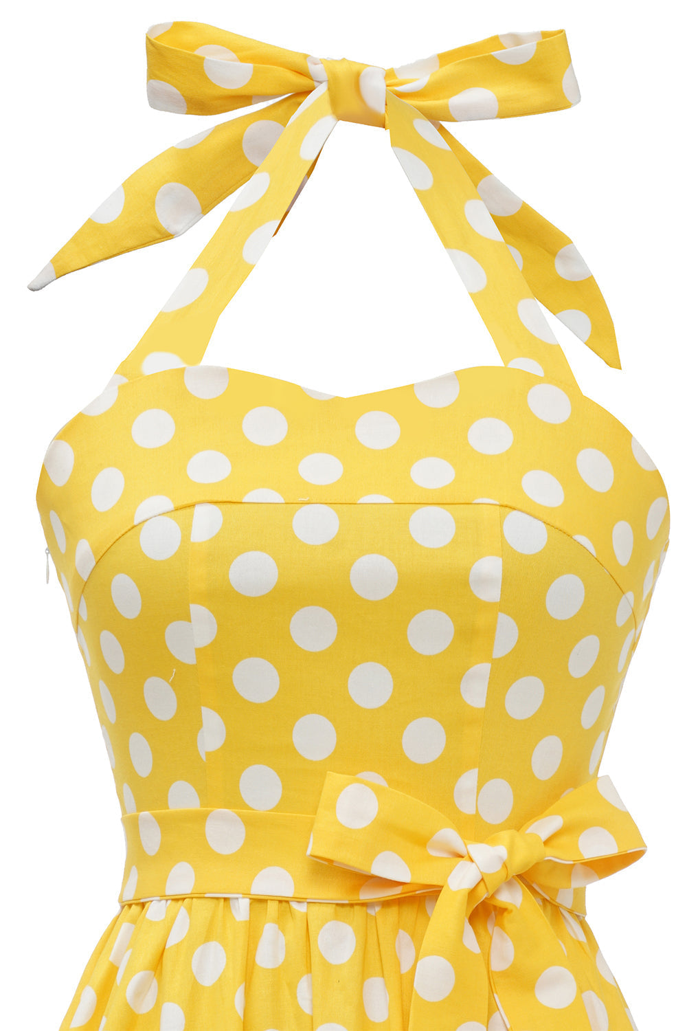 Halter Blue Polka Dots Vestido de la década de 1950