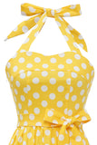Halter Blue Polka Dots Vestido de la década de 1950