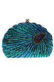 Embrague en forma de concha verde pavo real