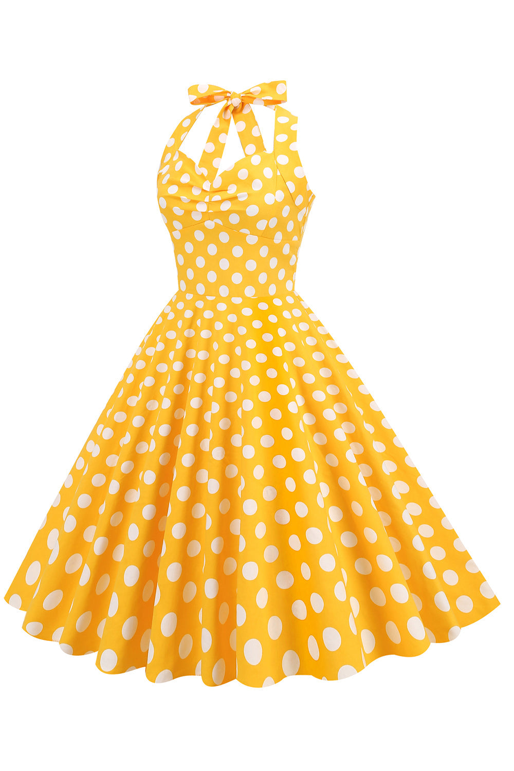 Halter Azul Vestido vintage de lunares sin espalda