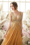 Vestido largo con cuello en V