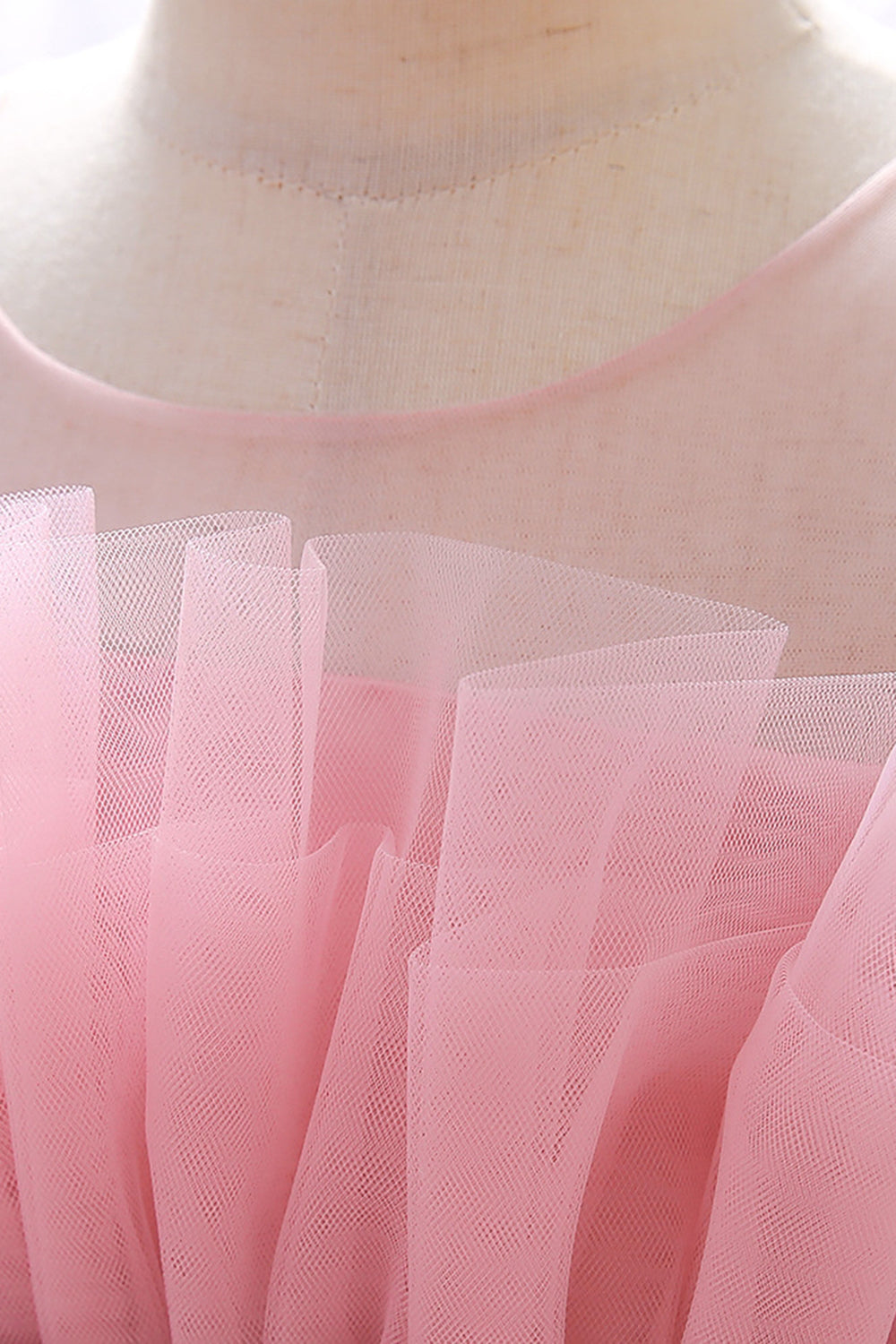 Vestido de niña de flores de tul de cuello redondo verde con moño