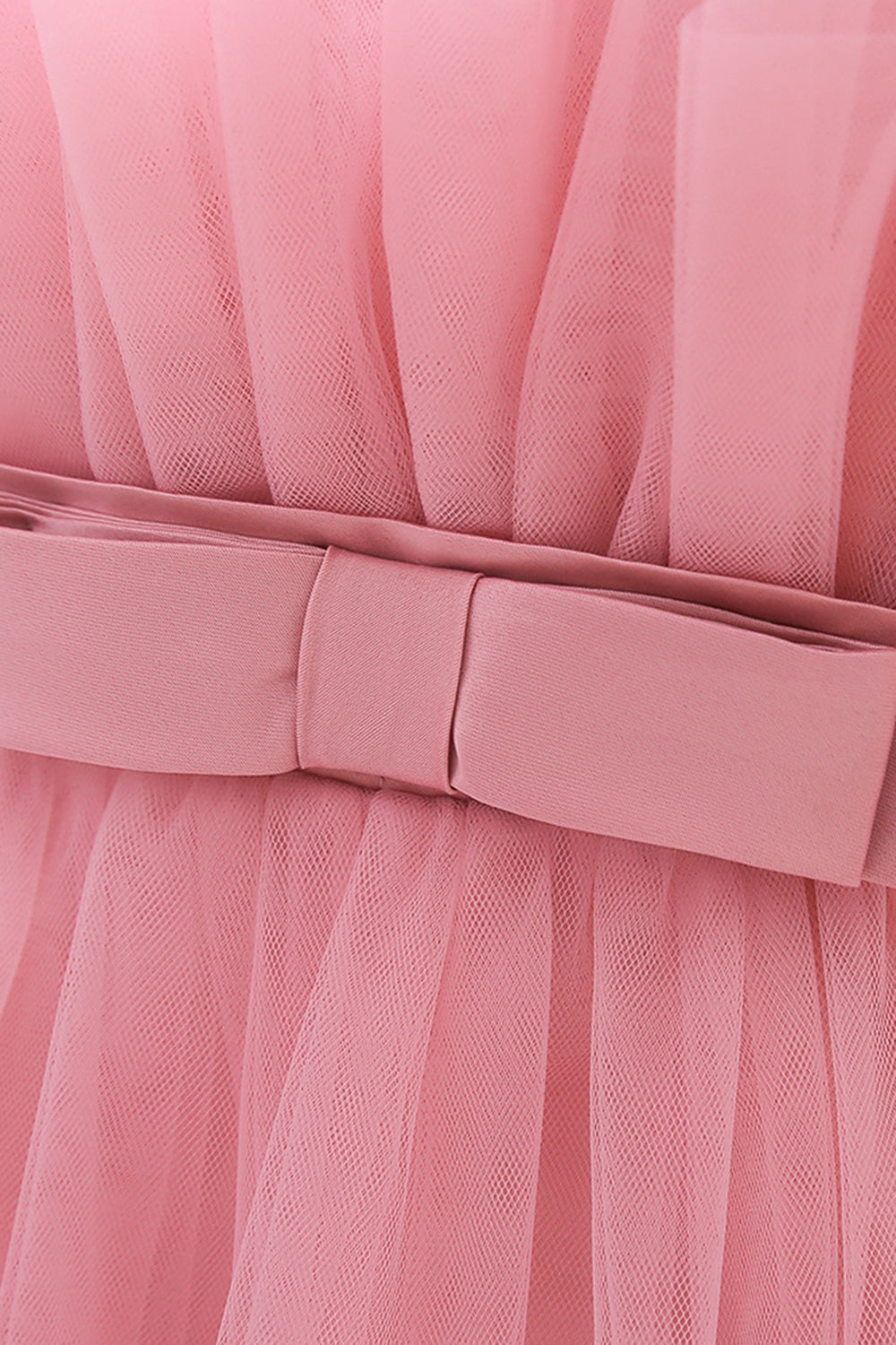 Vestido de niña de flores de tul de cuello redondo verde con moño