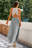 Vestido largo con espalda abierta gris