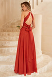 Vestido de dama de honor Rust Brown Open Back