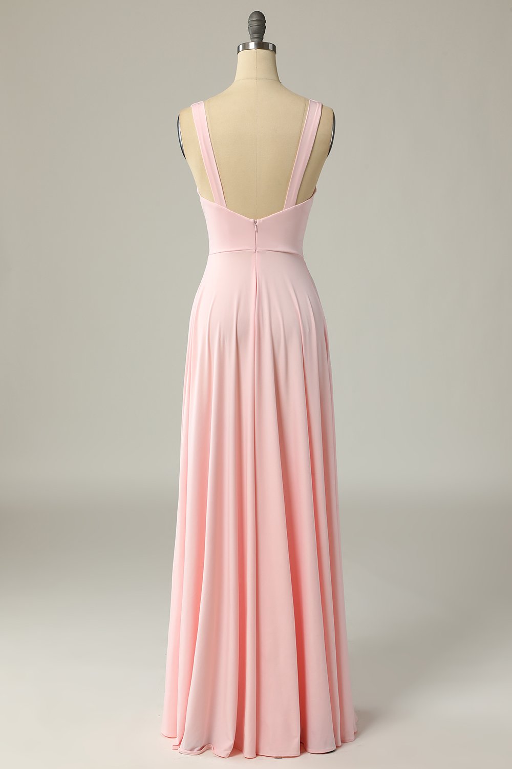 Clásico A Línea V Cuello Amarillo Vestido largo de fiesta con frente dividido