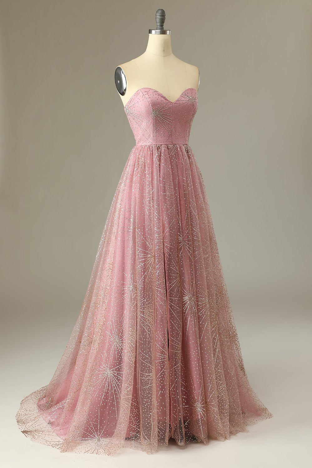 Una línea Sweetheart Blush Vestido de graduación con Criss Cross Back