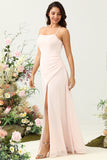 Vestido de Dama de Honor Gasa Sirena Rosa