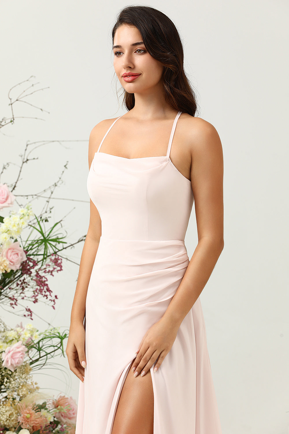 Vestido de Dama de Honor Gasa Sirena Rosa