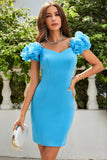 Azul Fuera del Hombro Vestido de Cóctel