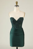 Verde Oscuro Vestido Corto de Cóctel Con Cuentas