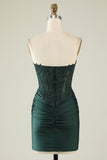 Verde Oscuro Vestido Corto de Cóctel Con Cuentas