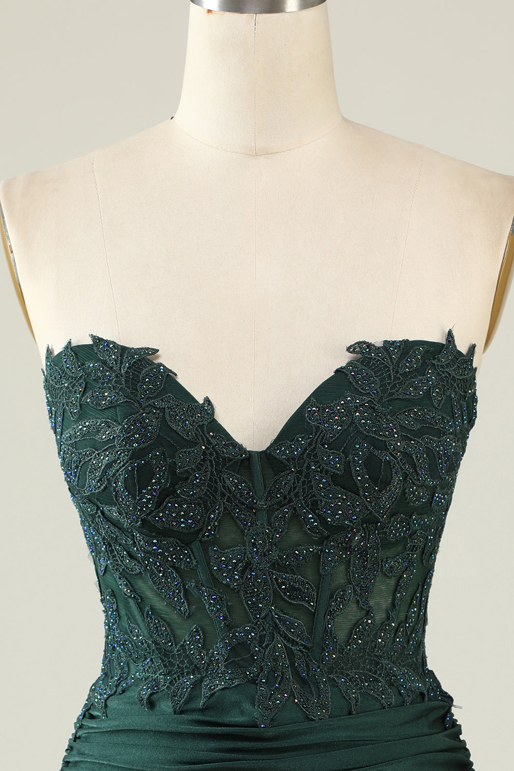 Verde Oscuro Vestido Corto de Cóctel Con Cuentas