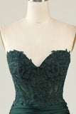 Verde Oscuro Vestido Corto de Cóctel Con Cuentas