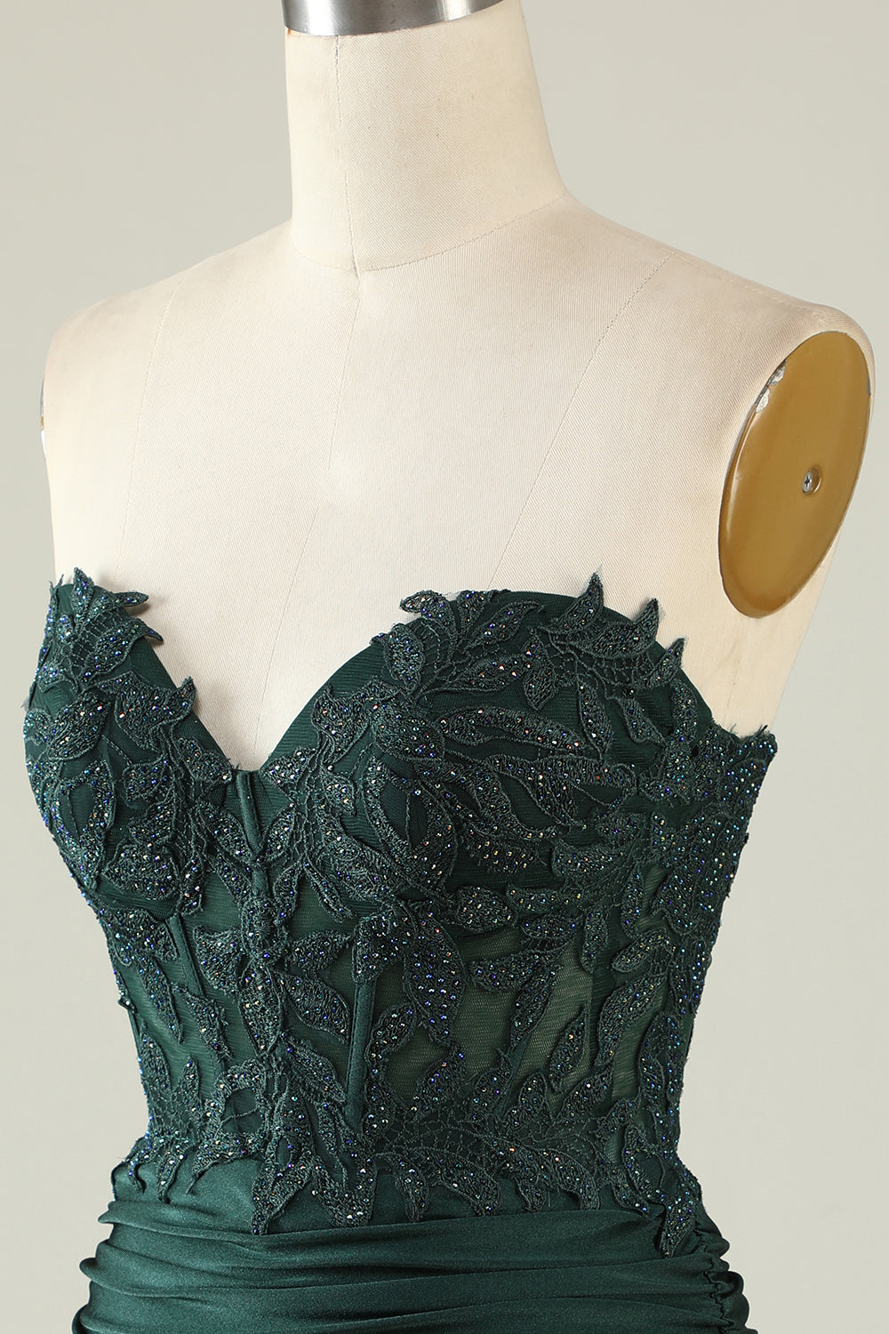 Verde Oscuro Vestido Corto de Cóctel Con Cuentas