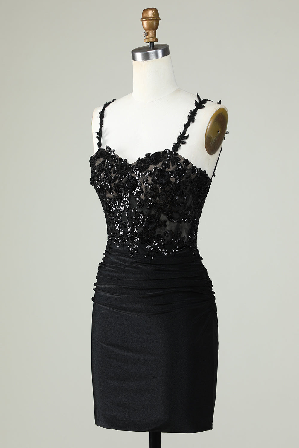 Correas de Espagueti Negro Vestido de Cóctel