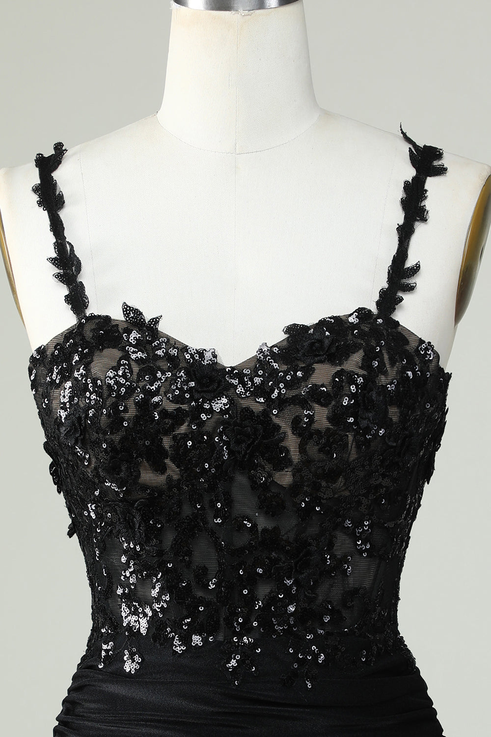 Correas de Espagueti Negro Vestido de Cóctel