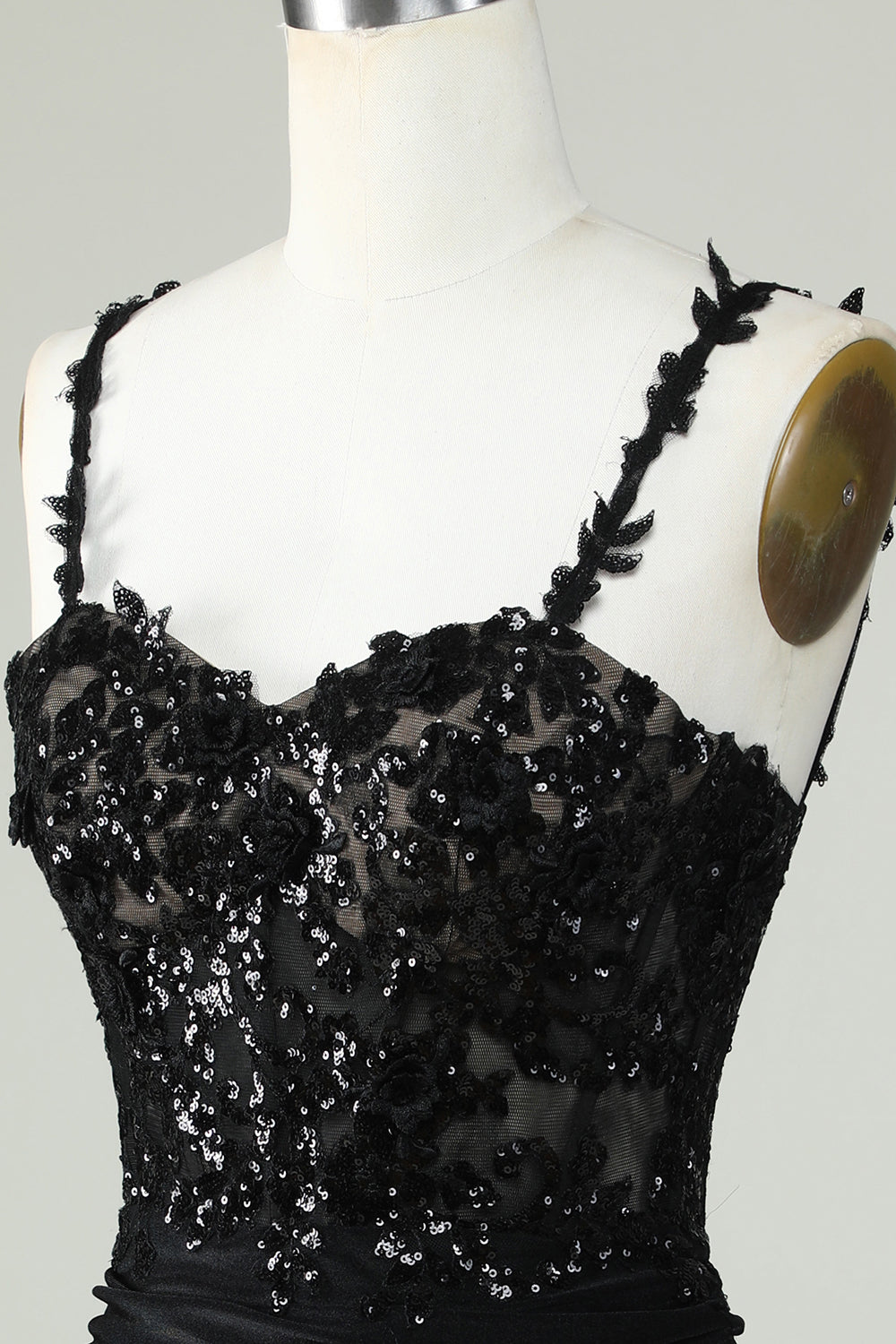 Correas de Espagueti Negro Vestido de Cóctel