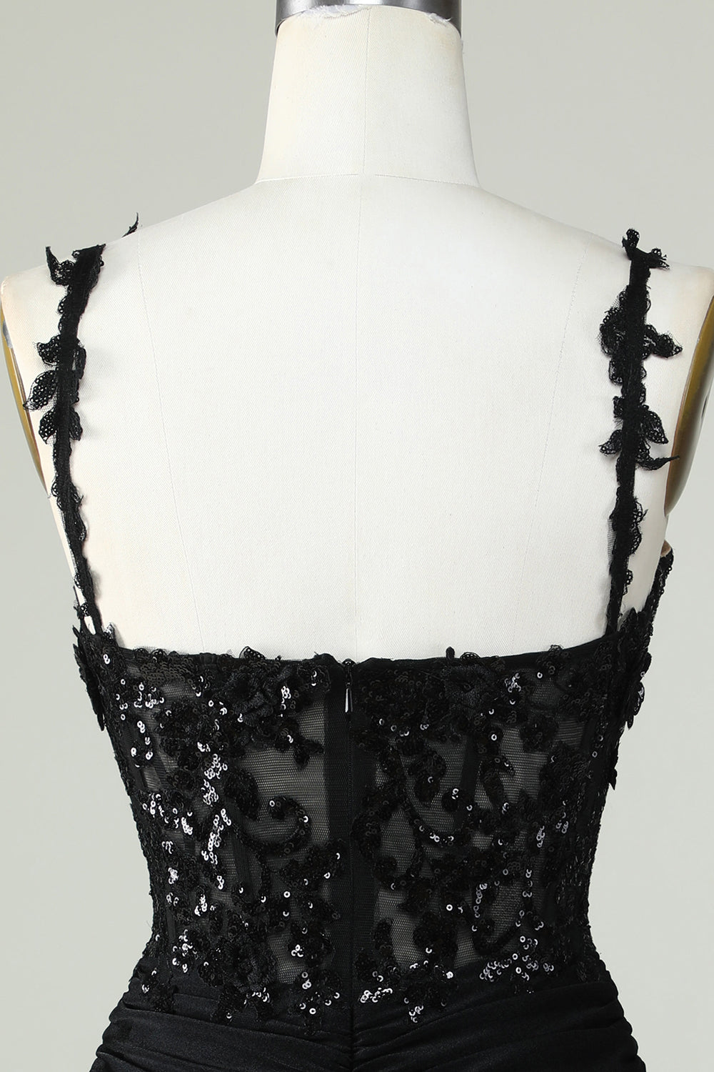Correas de Espagueti Negro Vestido de Cóctel